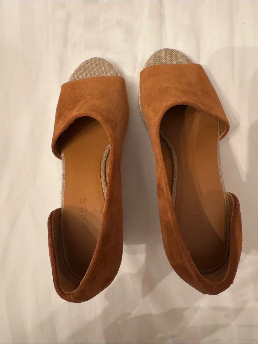 Vince Sonora Tan Suede Open-Toe Espadrilles